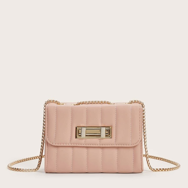 

Stitch Detail Chain Crossbody Bag, Pink