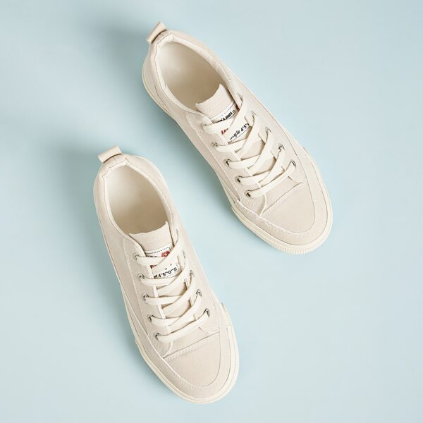 

Lace-up Front Low Top Sneakers, Beige