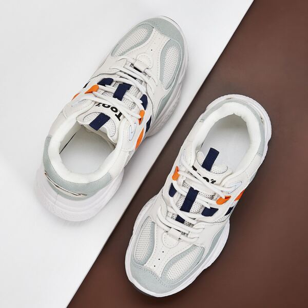 

Striped Mesh Panel Chunky Sneakers, Multicolor