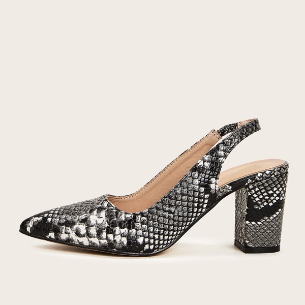 

Snakeskin Slingback Chunky Heels, Multicolor