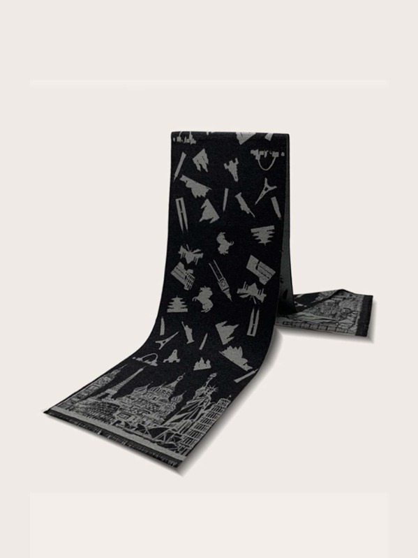 

Men Statue of Liberty Pattern Scarf, Multicolor