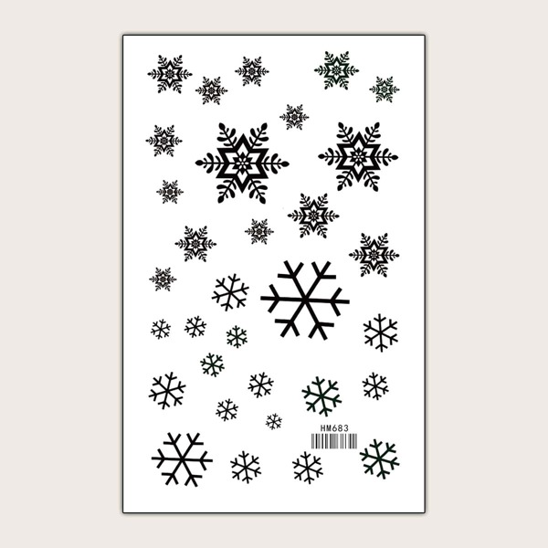 

1sheet Christmas Snowflake Pattern Tattoo Sticker, Black