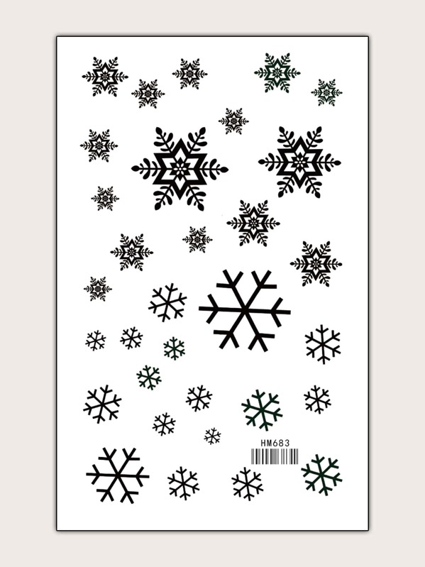 

1sheet Christmas Snowflake Pattern Tattoo Sticker, Black