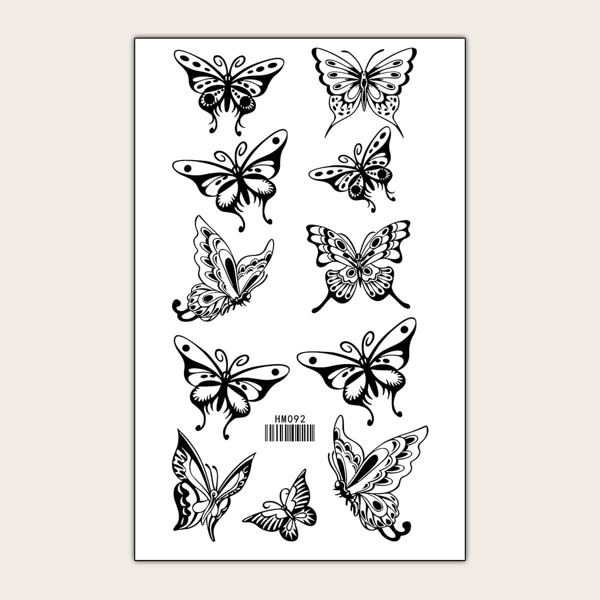 

1sheet Butterfly Pattern Tattoo Sticker, Black