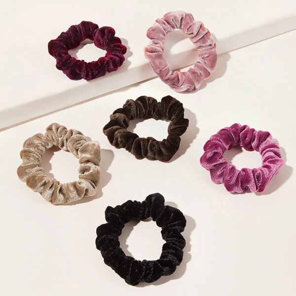 

6pcs Girls Velvet Scrunchie, Multicolor
