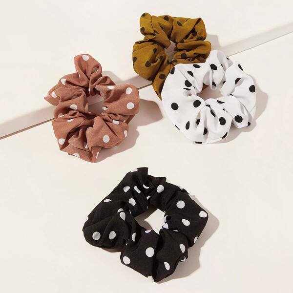 

4pcs Toddler Girls Polka Dot Pattern Scrunchie, Multicolor