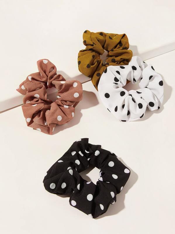 

4pcs Toddler Girls Polka Dot Pattern Scrunchie, Multicolor