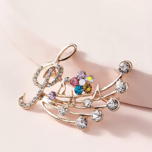 

1pc Rhinestone Decor Brooch, Multicolor