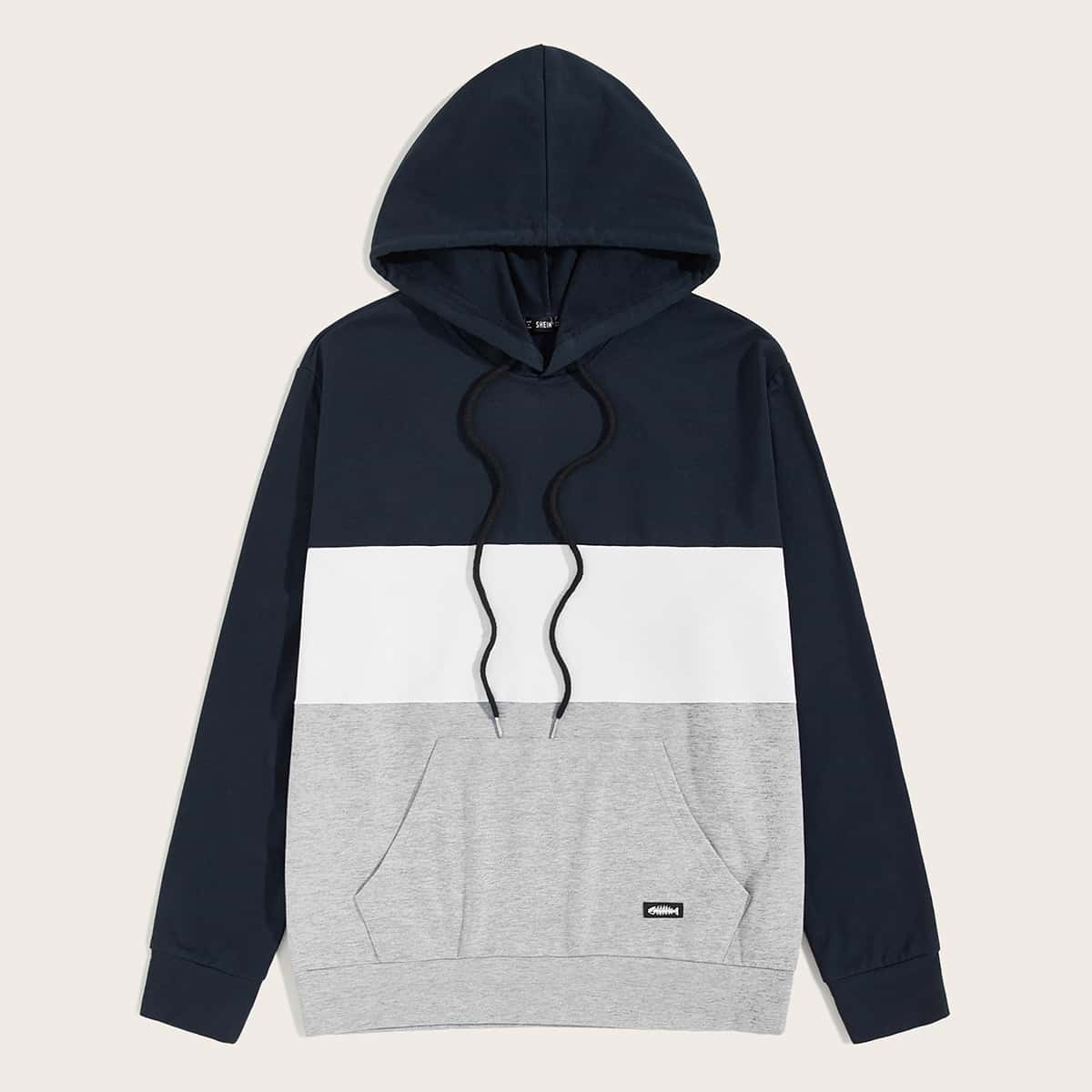 

Guys Colorblock Drawstring Hoodie, Multicolor