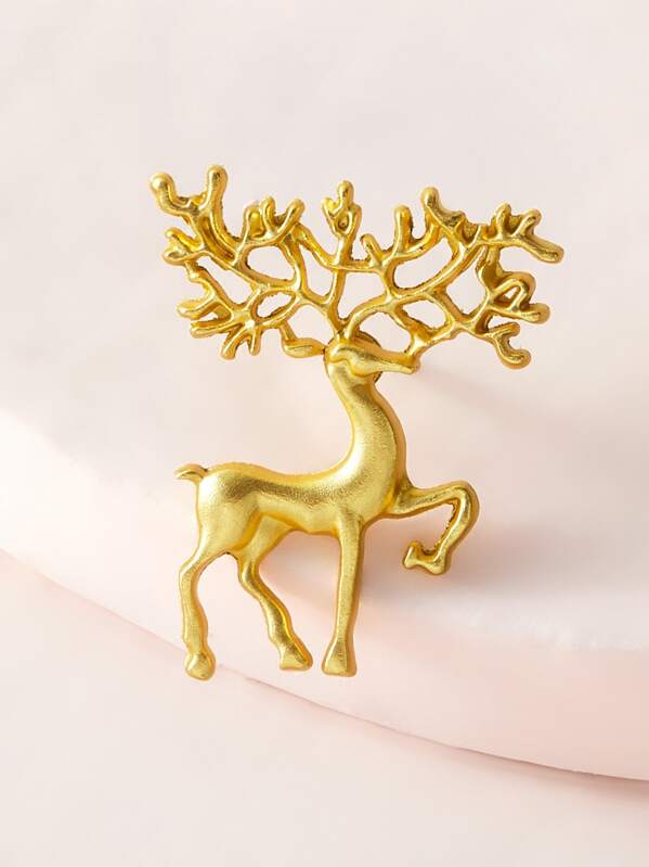 

1pc Christmas Elk Shaped Brooch, Gold