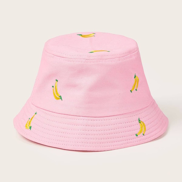

Toddler Girls Banana Embroidery Bucket Hat, Pink
