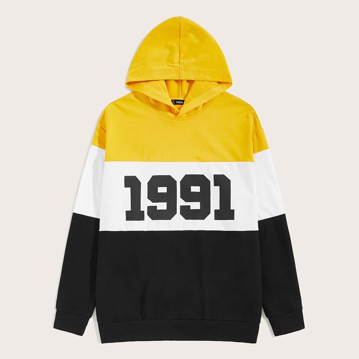 

Guys Number Print Color Block Hoodie, Multicolor