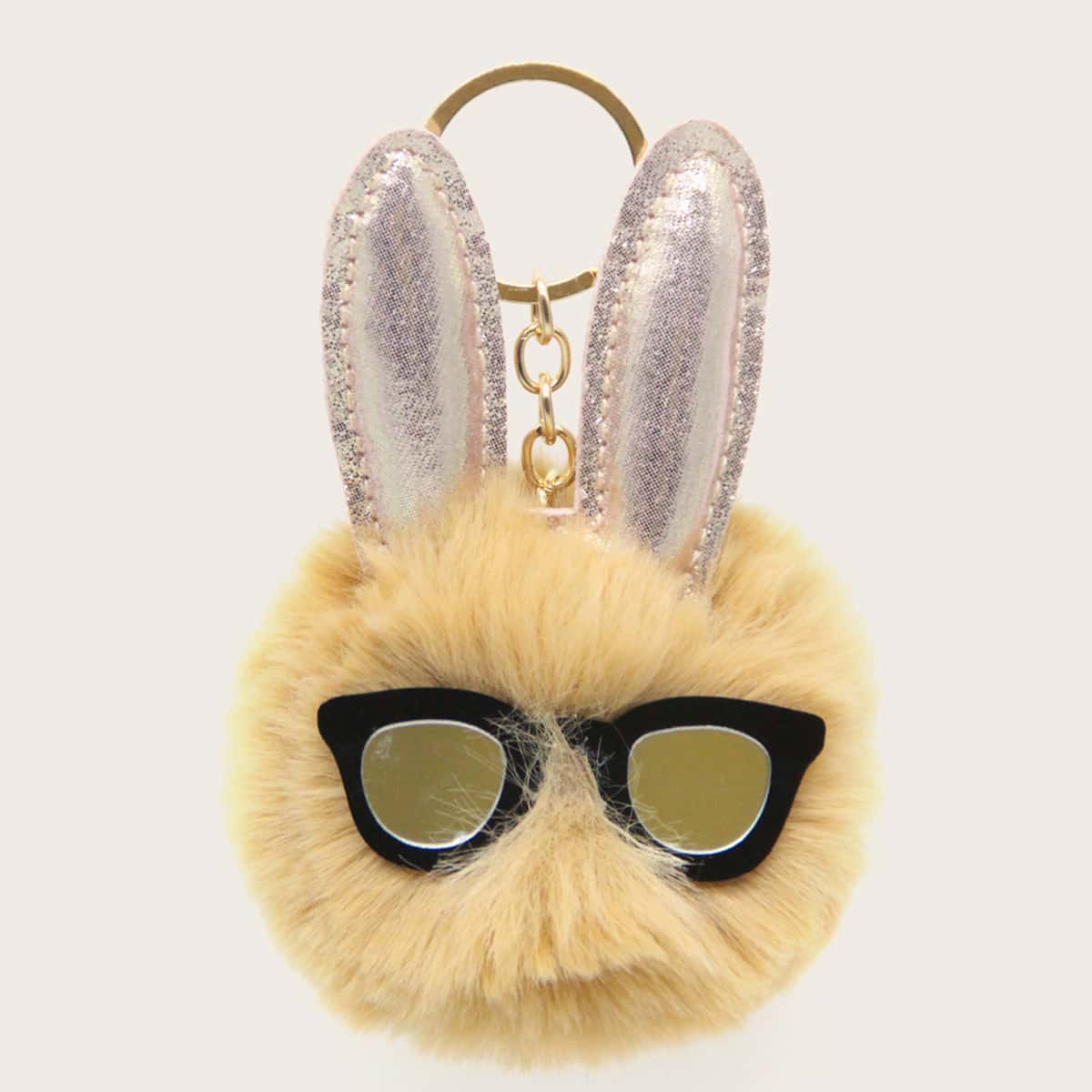 

Fluffy Animal Charm Keychain, Beige