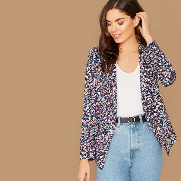 

Shawl Collar Ditsy Floral Blazer, Multicolor
