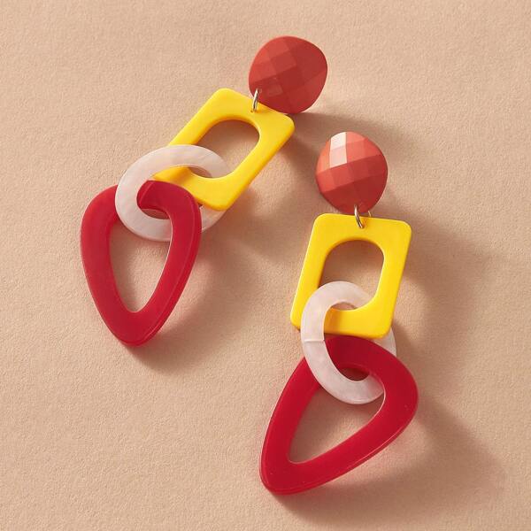 

1pair Geometric Drop Earrings, Multicolor