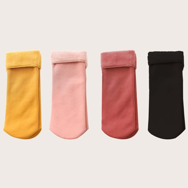 

4pairs Kids Cuffed Hem Socks, Multicolor