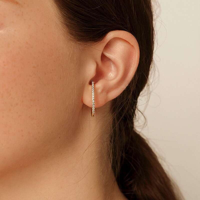 

1pair Rhinestone Decor Ear Cuff, Gold