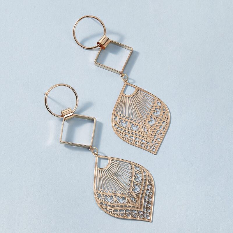 

1pair Leaf Drop Earrings, Gold