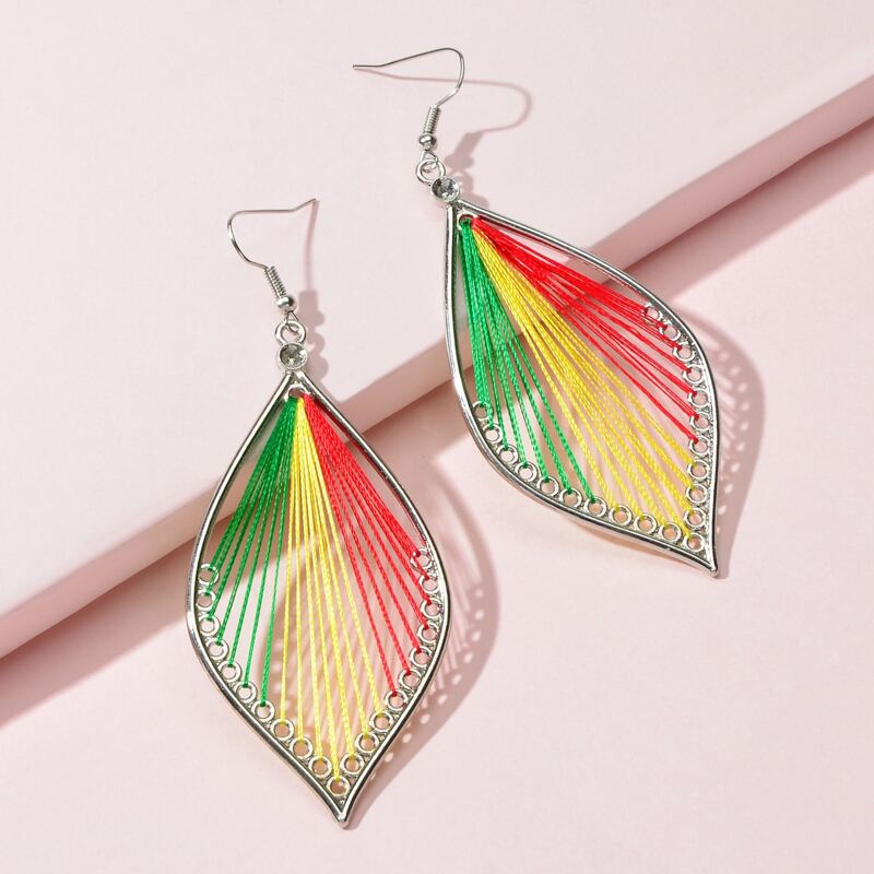 

1pair Leaf Drop Earrings, Multicolor