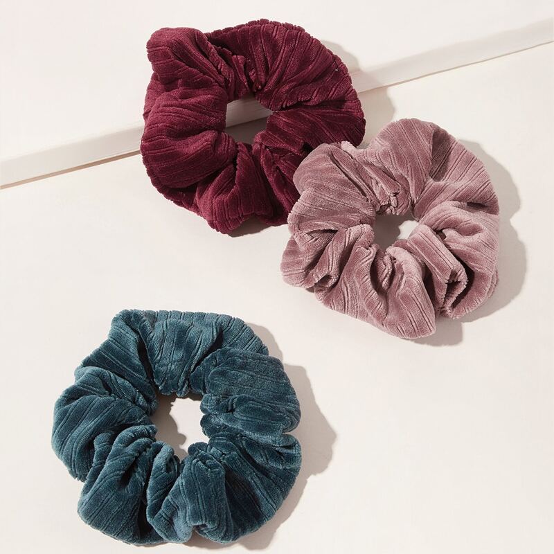 

3pcs Velvet Scrunchie, Multicolor