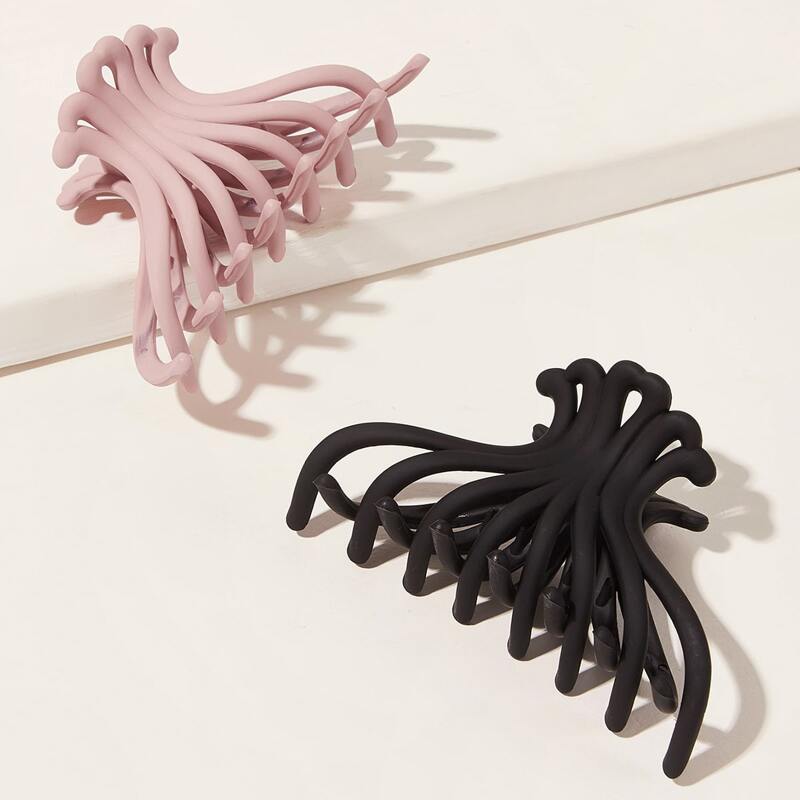 

2pcs Solid Hair Claw, Multicolor