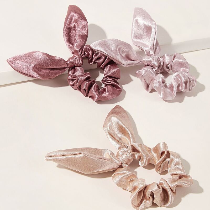 

3pcs Ear Decor Satin Scrunchie, Multicolor