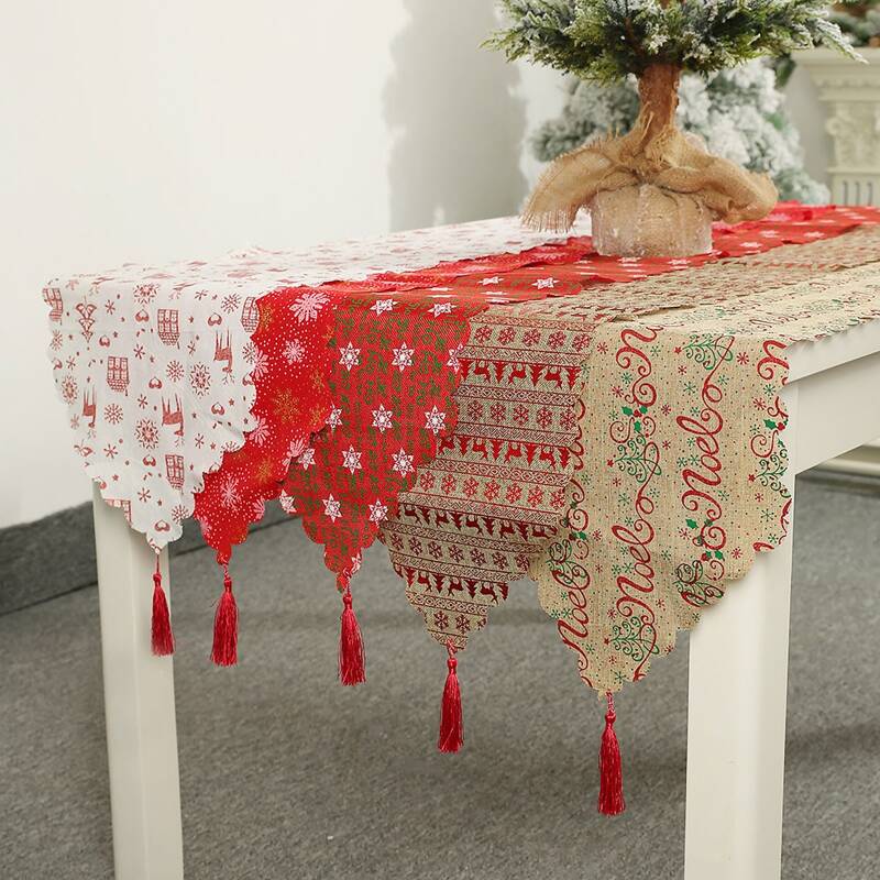 

1pc Christmas New Year Ornament Table Runner, Multicolor