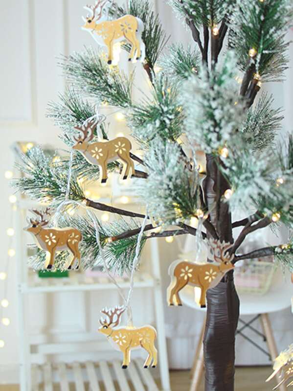 

10pcs Cartoon Elk Bulb String Light, Gold