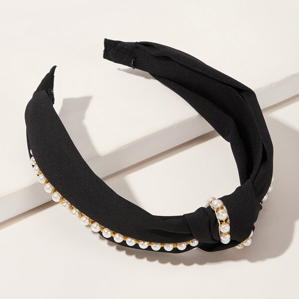 

Faux Pearl Decor Headband, Black