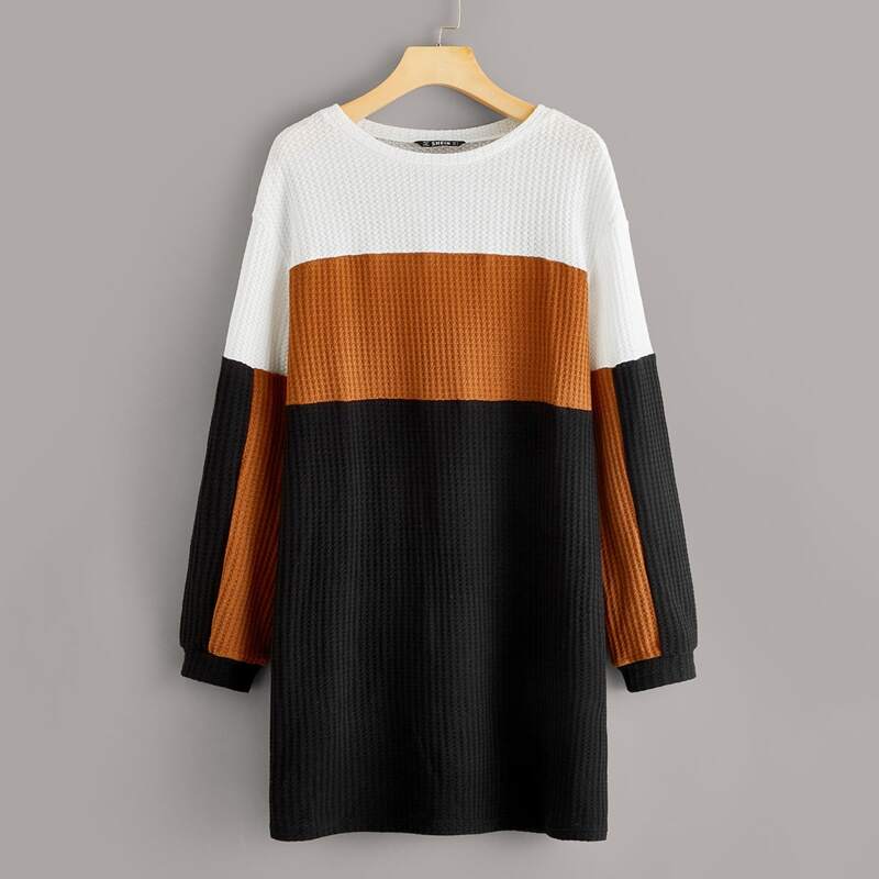 

Colorblock Waffle Knit Dress, Multicolor