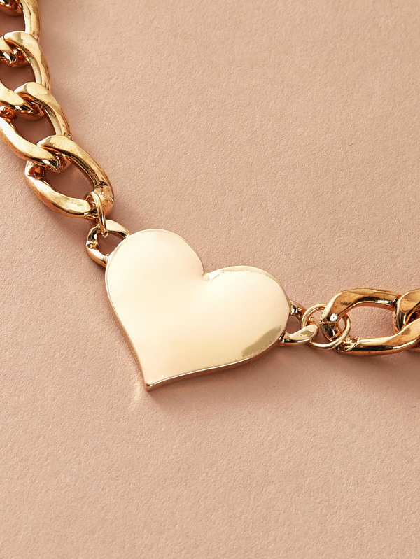 1pc Heart Charm Chain Necklace SHEIN USA