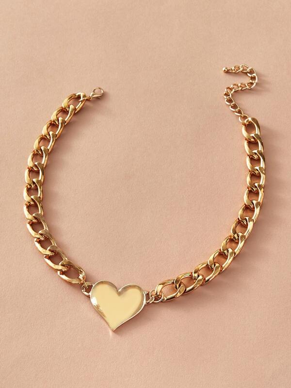 1pc Heart Charm Chain Necklace SHEIN USA