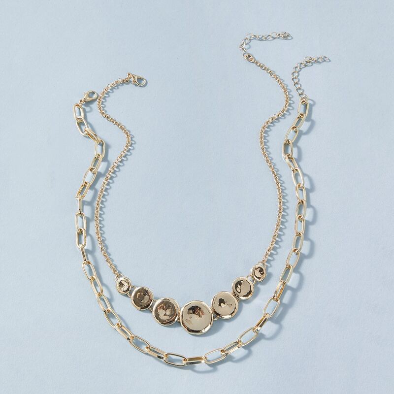 

2pcs Coin Decor Layered Chain Necklace, Gold