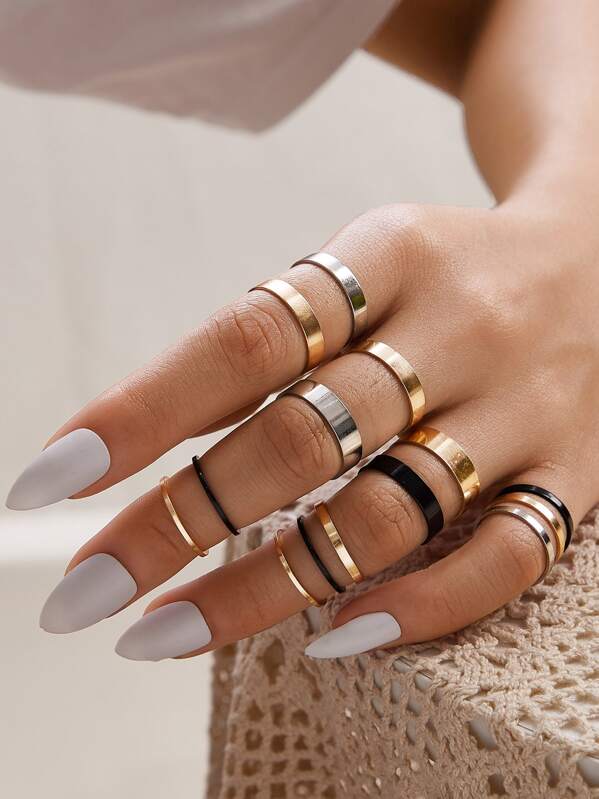 

14pcs Minimalist Ring, Multicolor