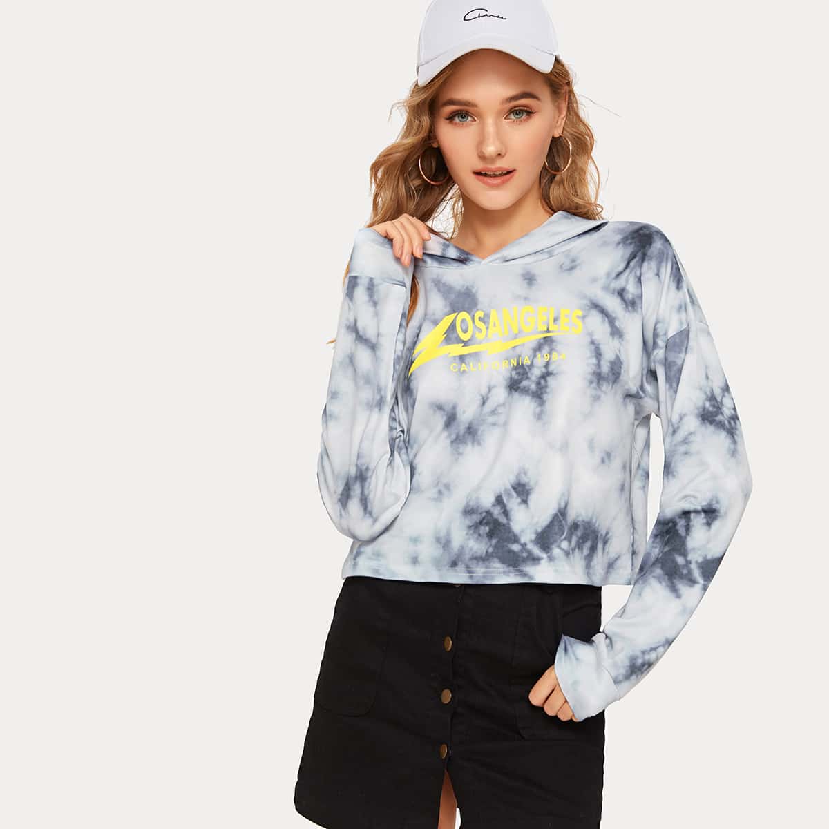 

Tie Dye Letter Graphic Hoodie, Multicolor