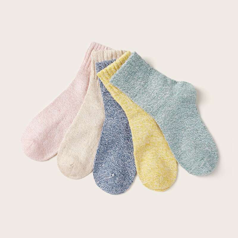 

5pairs Simple Socks, Multicolor