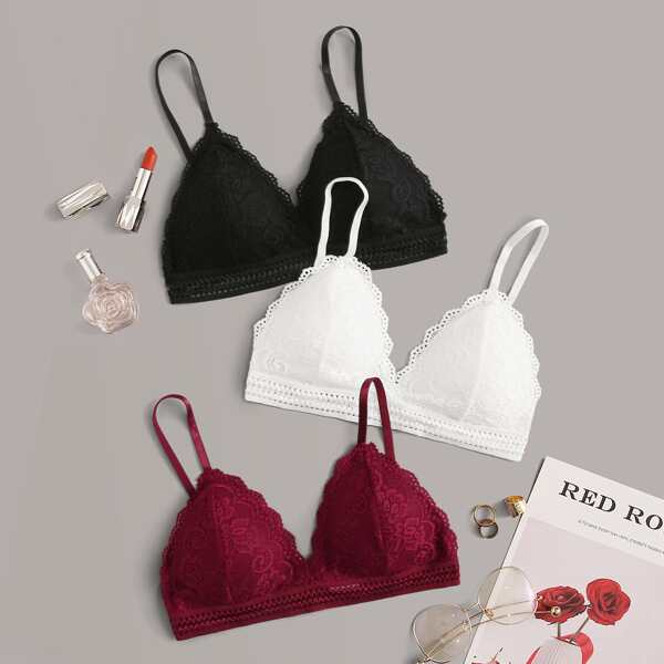 

3pack Floral Lace Bra Set, Multicolor