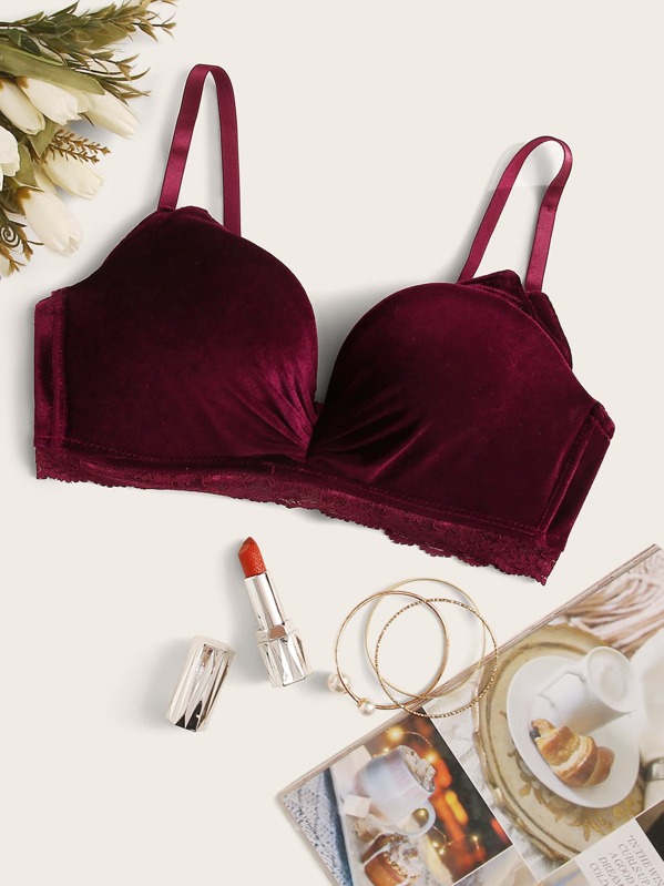 

Solid Velvet Bra, Burgundy