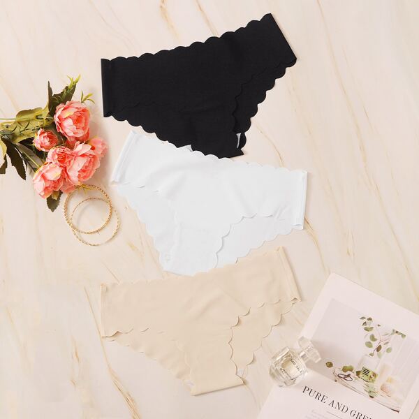 

3pack Scallop Trim Panty Set, Multicolor