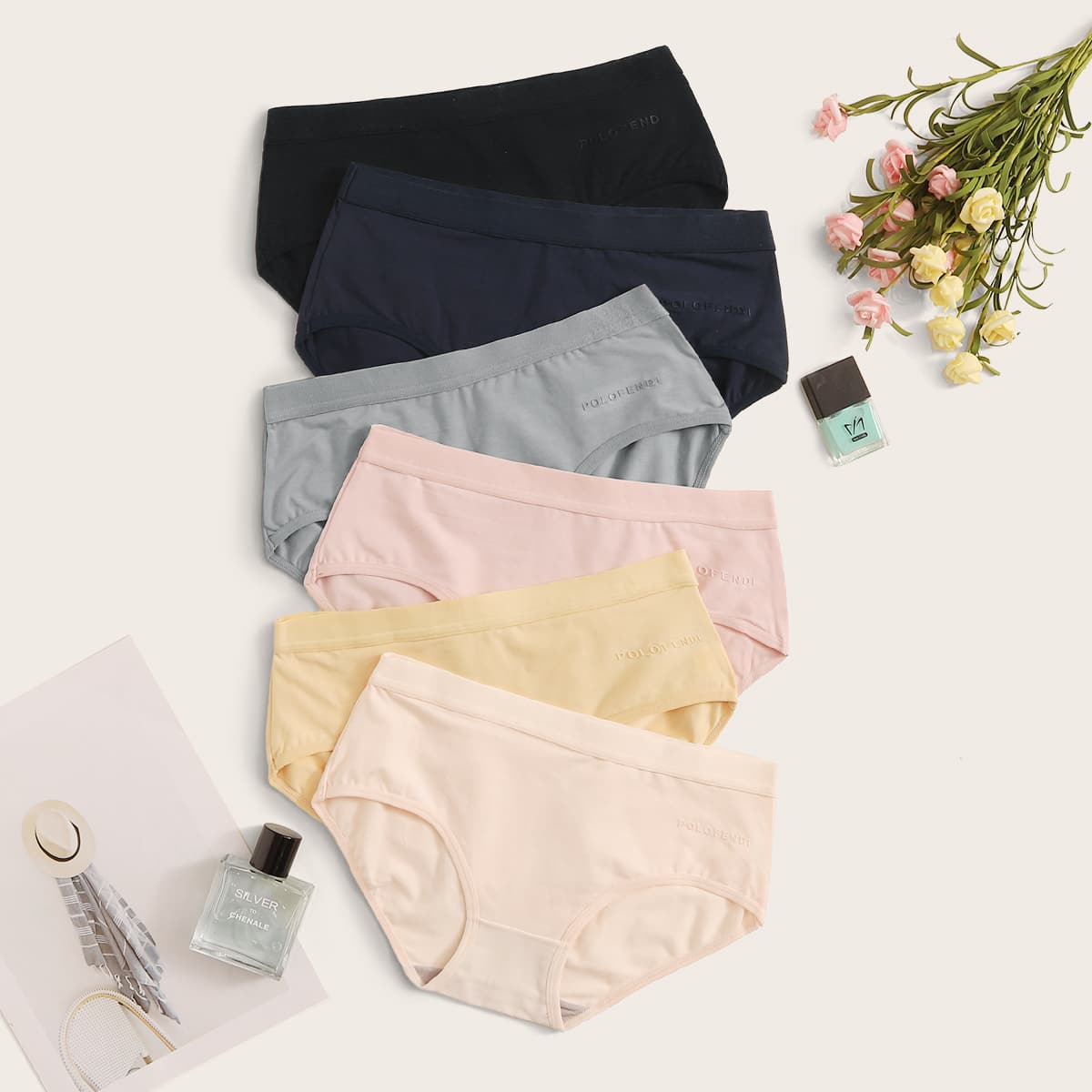

6pack Solid Panty Set, Multicolor