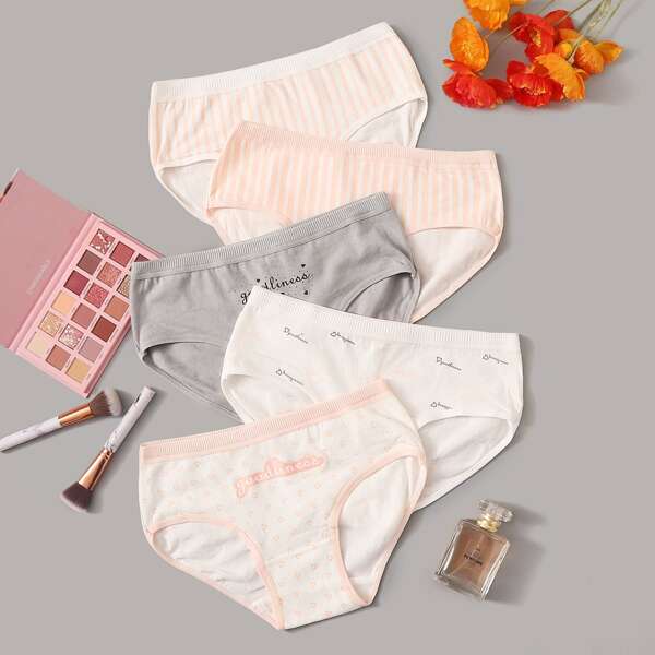 

5pack Mixed Print Panty Set, Multicolor