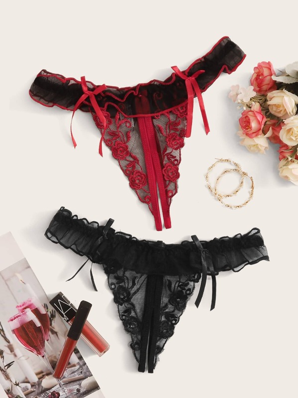 

2pack Floral Lace Panty Set, Multicolor