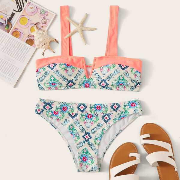 

Floral Random Print Bikini Set, Multicolor