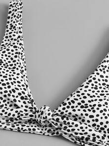 Dalmatian Print Bikini Top, For Summer Beach Vacation - Black and White - View 4
