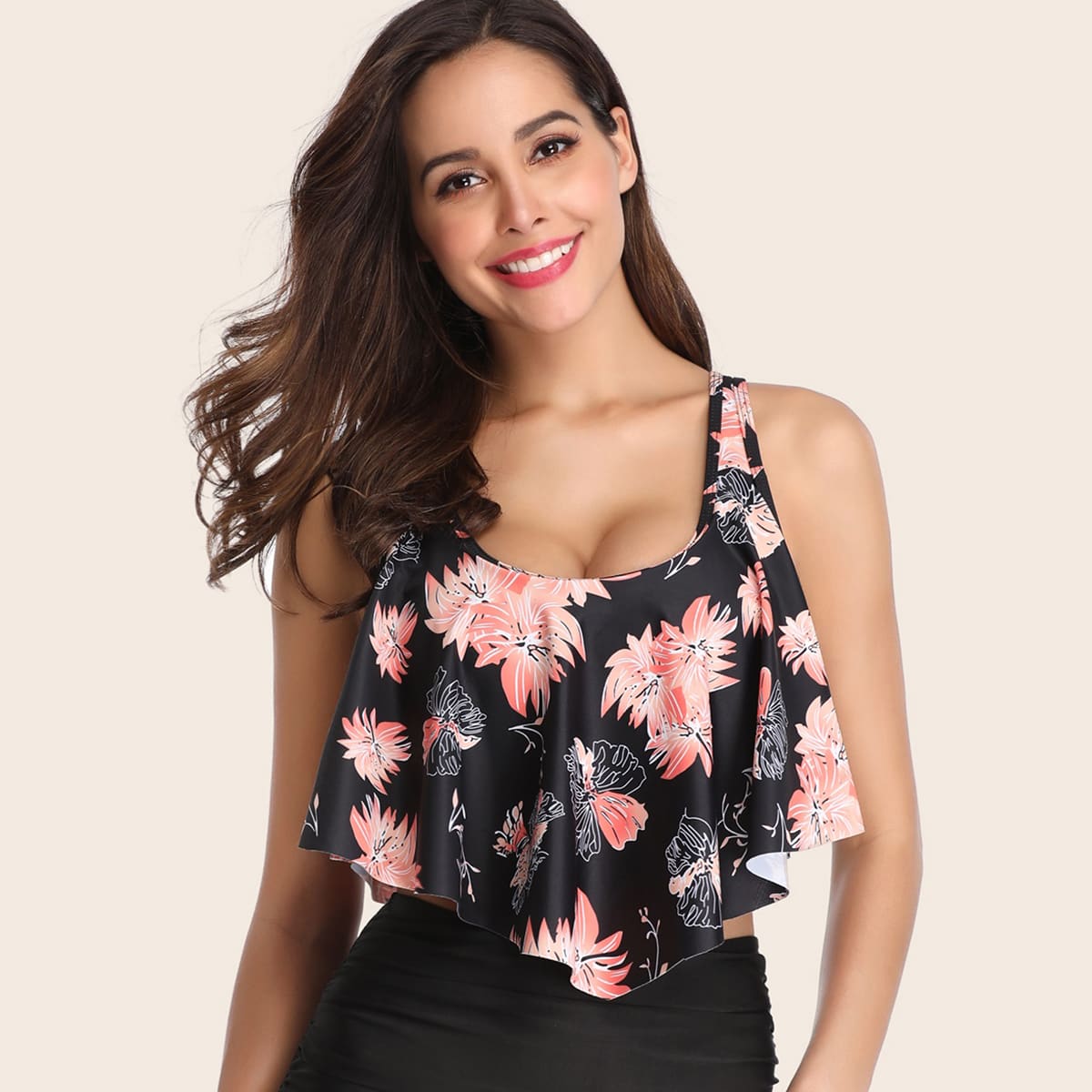 

Floral Hankey Hem Bikini Top, Multicolor