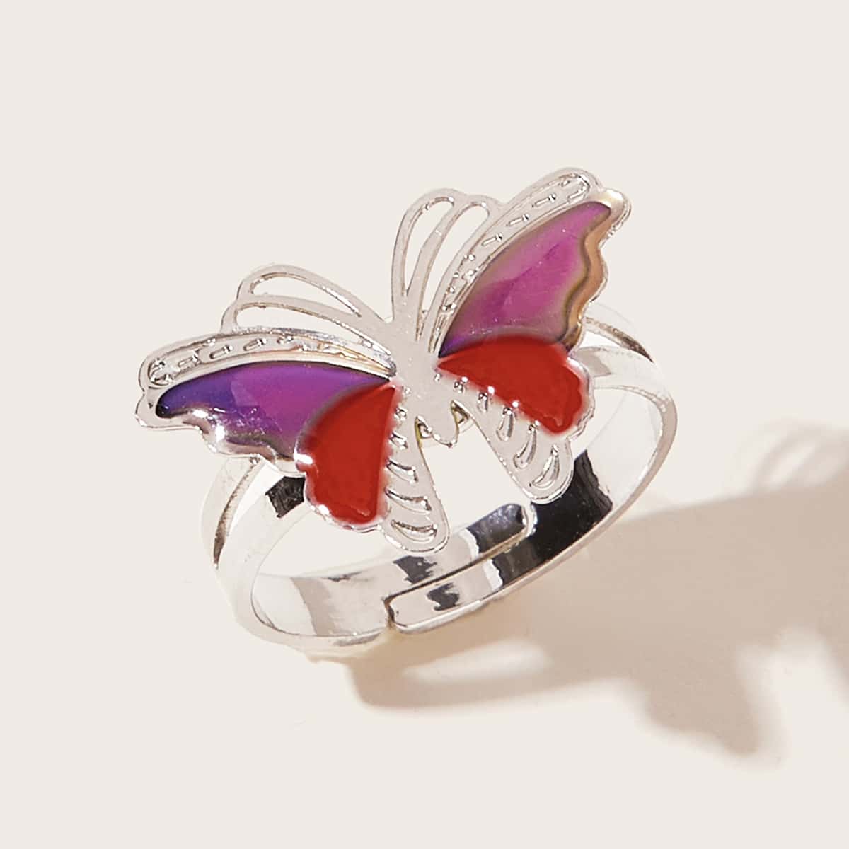 

1pc Butterfly Design Thermochromic Ring, Multicolor