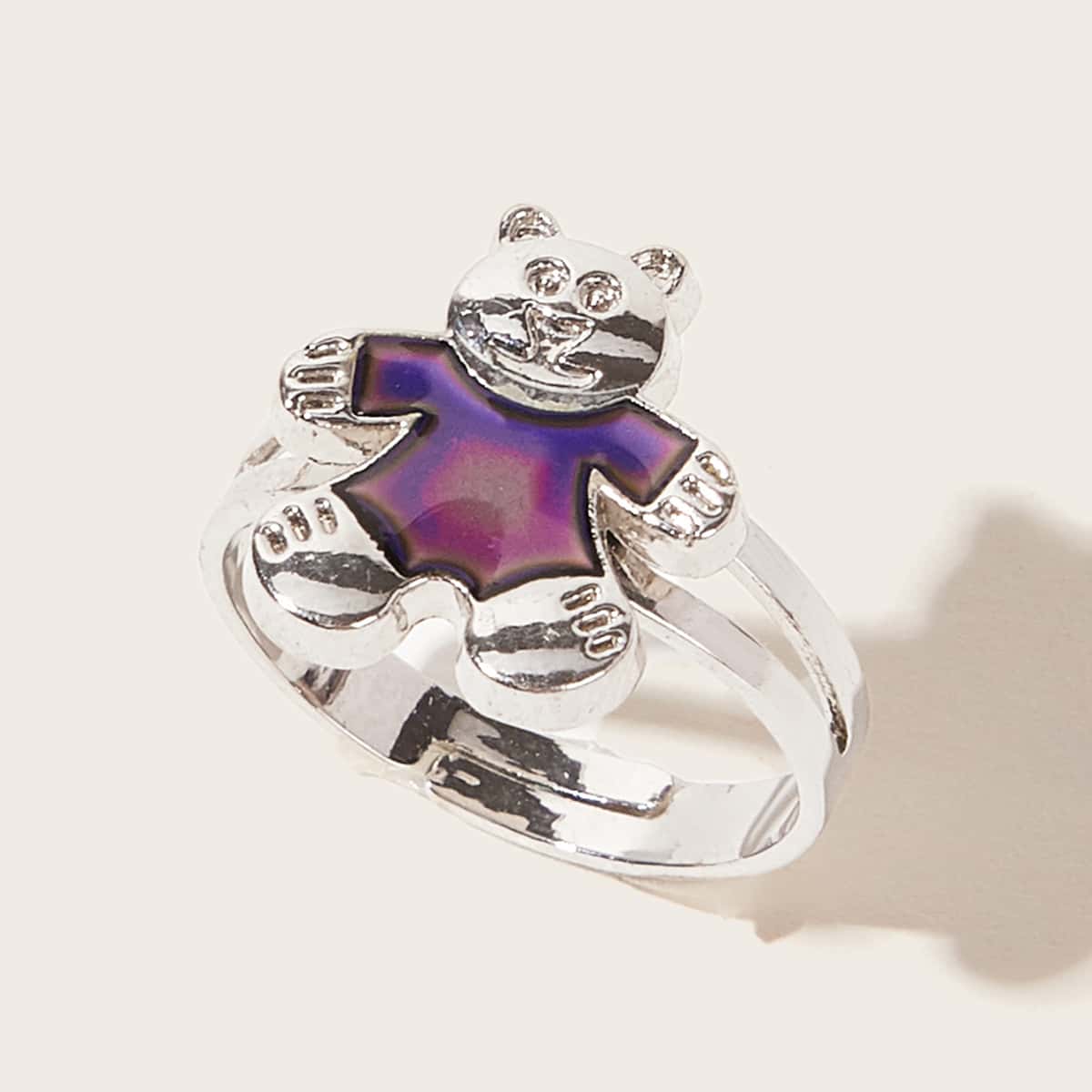 

1pc Bear Design Thermochromic Ring, Multicolor