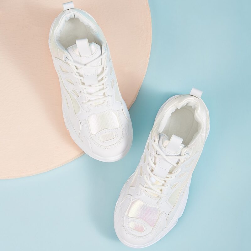 

Lace-up Front Chunky Sneakers, White