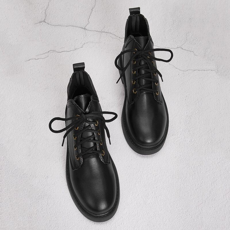 

Lace-up Front Combat Boots, Black