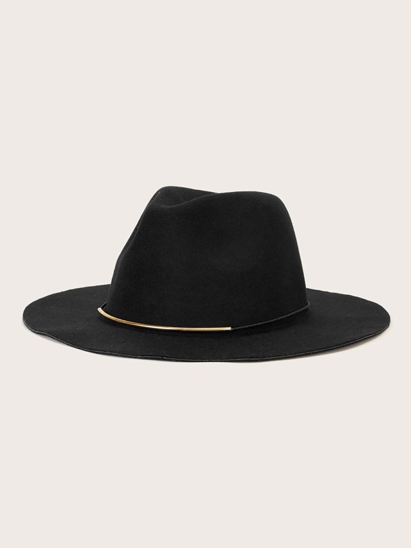 

Half Metal String Decor Floppy Hat, Black